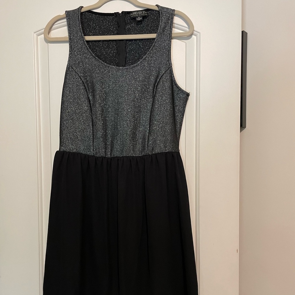 Forever 21+ black and silver flare dress